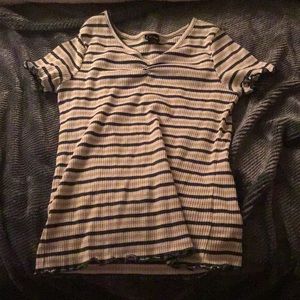 Green striped shirt with ruffles from target